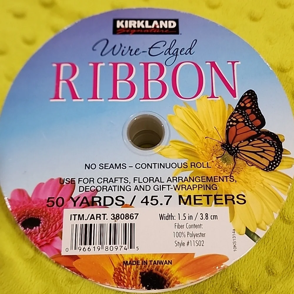 3 Rolls Pastels Kirkland Wire-edged Ribbon, 142 yards approx total